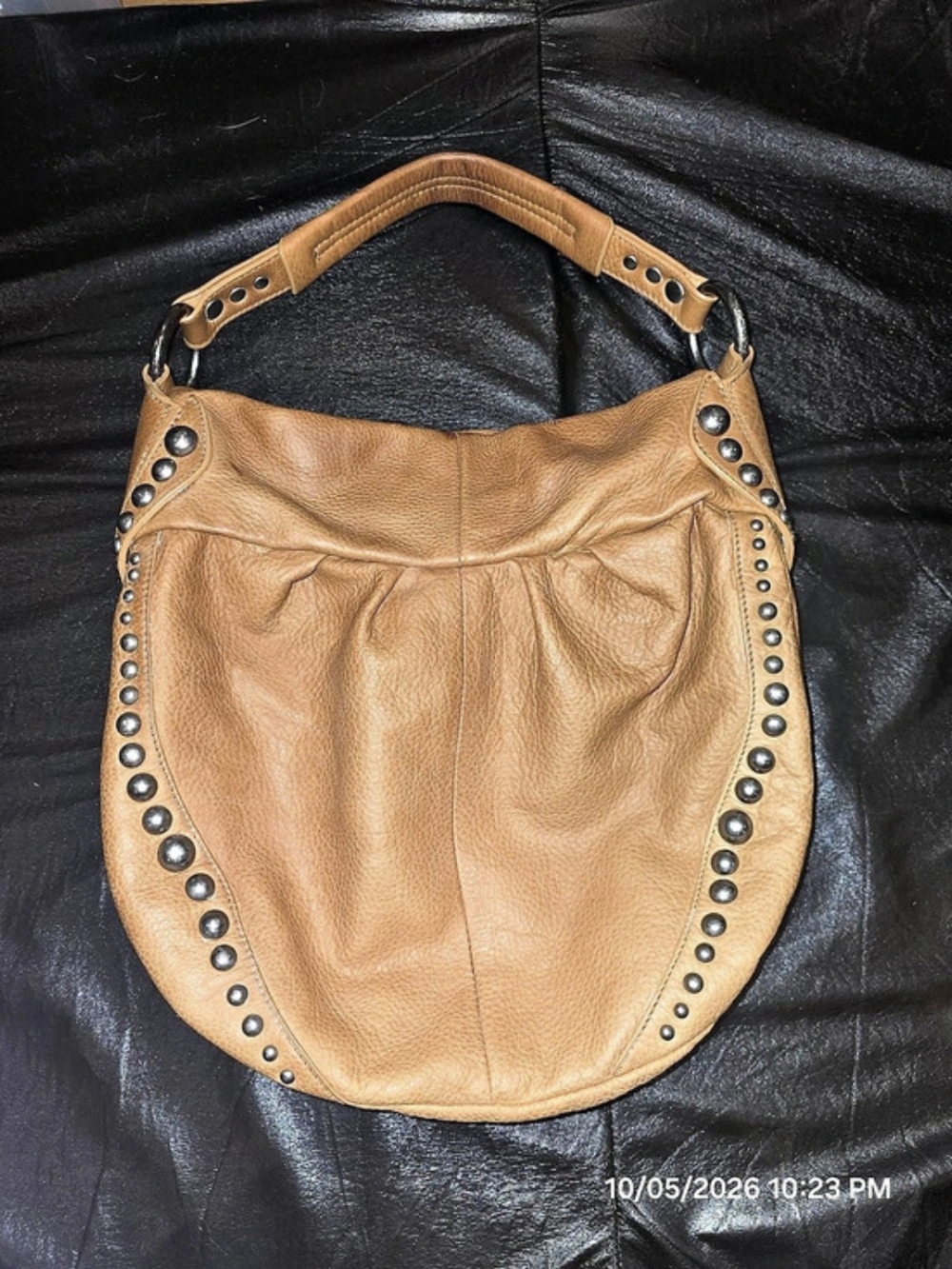 B. Makowsky Genuine Leather Hobo Bag in Tan/Cognac